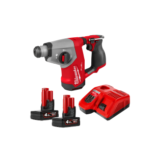 紅匠專業入門套裝​ M12 FUEL  無碳刷 16mm SDS-Plus 四坑錘鑽雙電套裝  